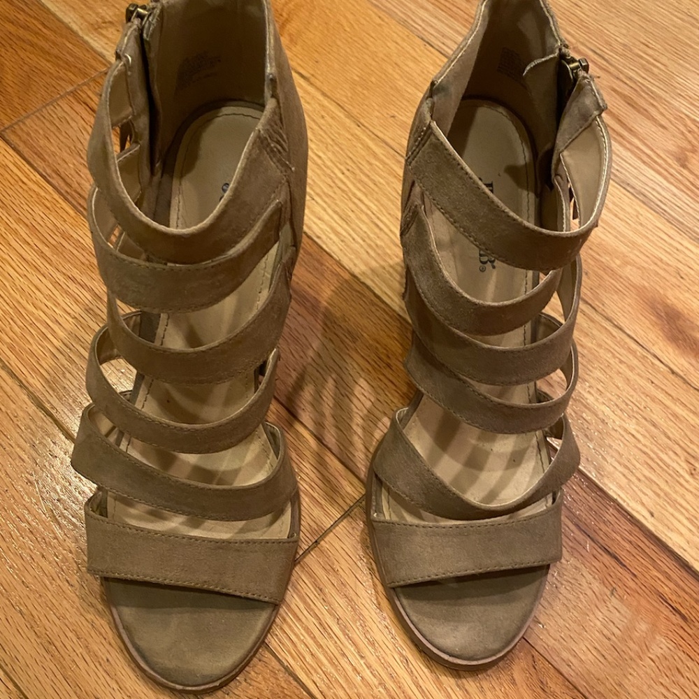 Tan Strappy Open Boots